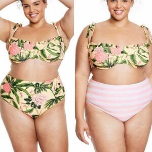 AguaBendita Two Piece Floral Bikini w/ Reversible Bottoms New with Tags